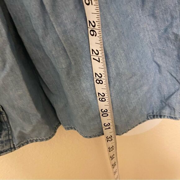 Lands End denim chambray blue button up tiered long sleeve dress uniform L 14 - Picture 5 of 8